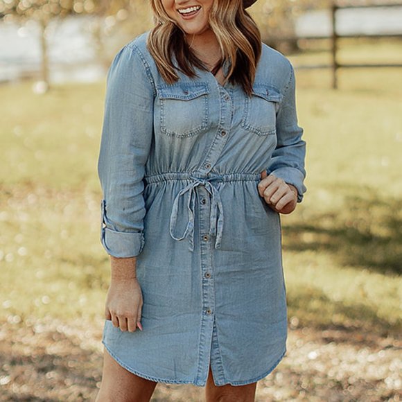 Denim Tunic Dress - Picture 2 of 10